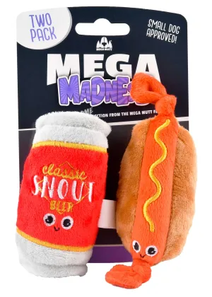 2-pk Beer & Hot Dog Mega Madness Small Dog Toy Set