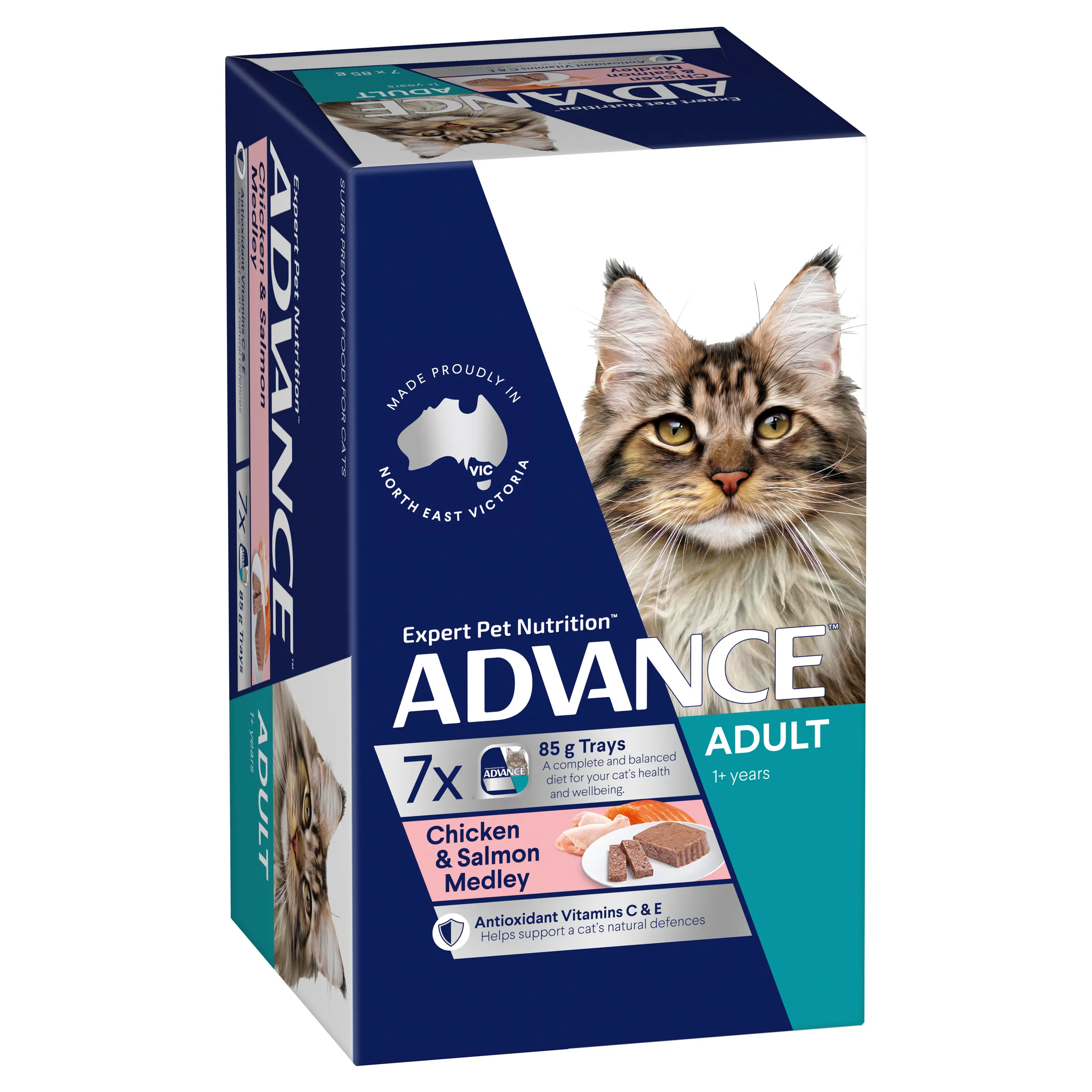 Advance Chicken and Salmon Medley Adult Wet Cat Food Tray 85g x 7