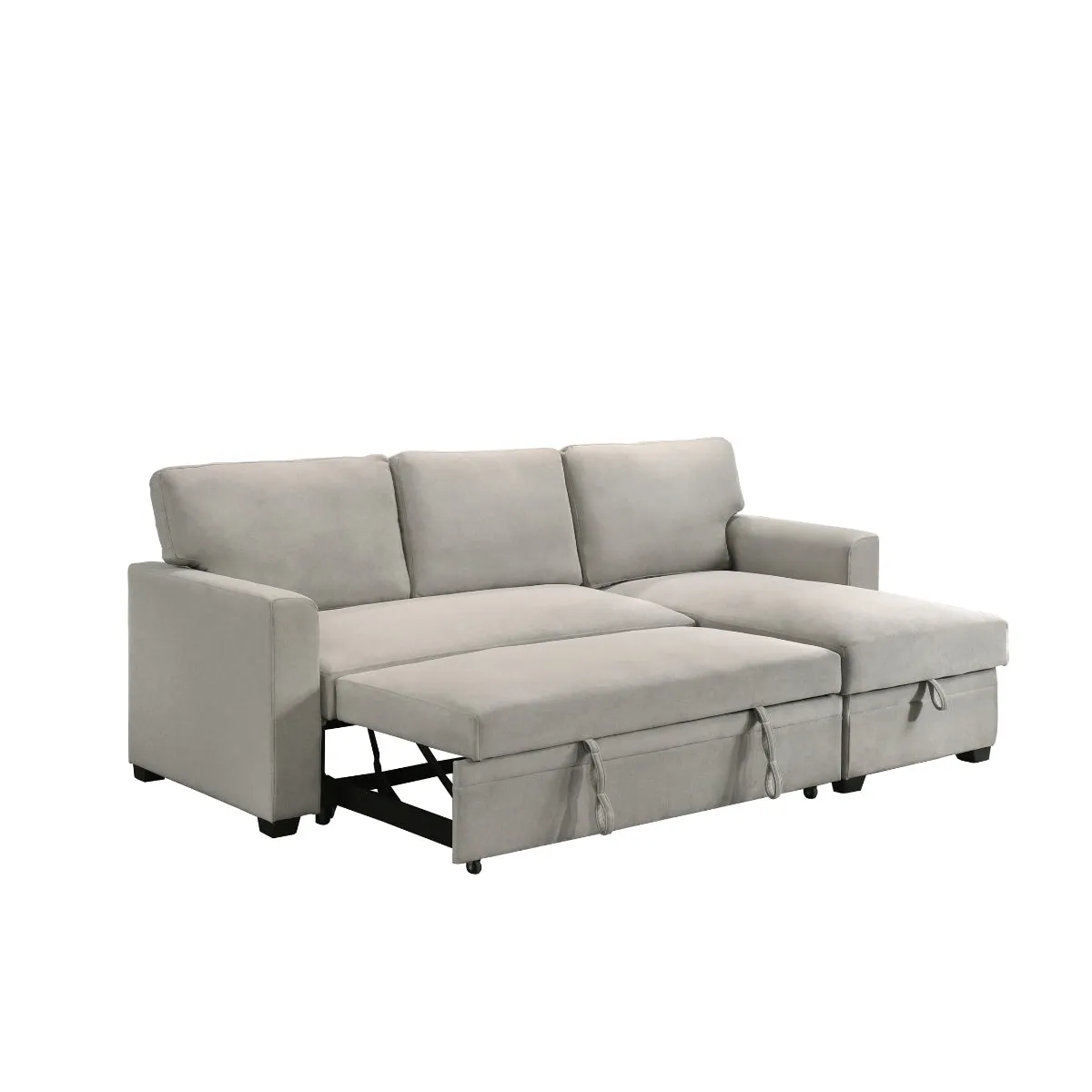 Beige 2-Piece Sectional with Pull-Out Sleeper & Reversible Storage Chaise