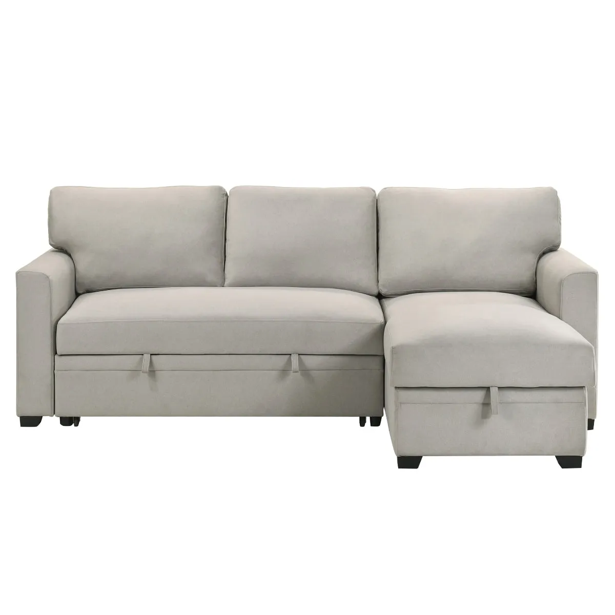 Beige 2-Piece Sectional with Pull-Out Sleeper & Reversible Storage Chaise