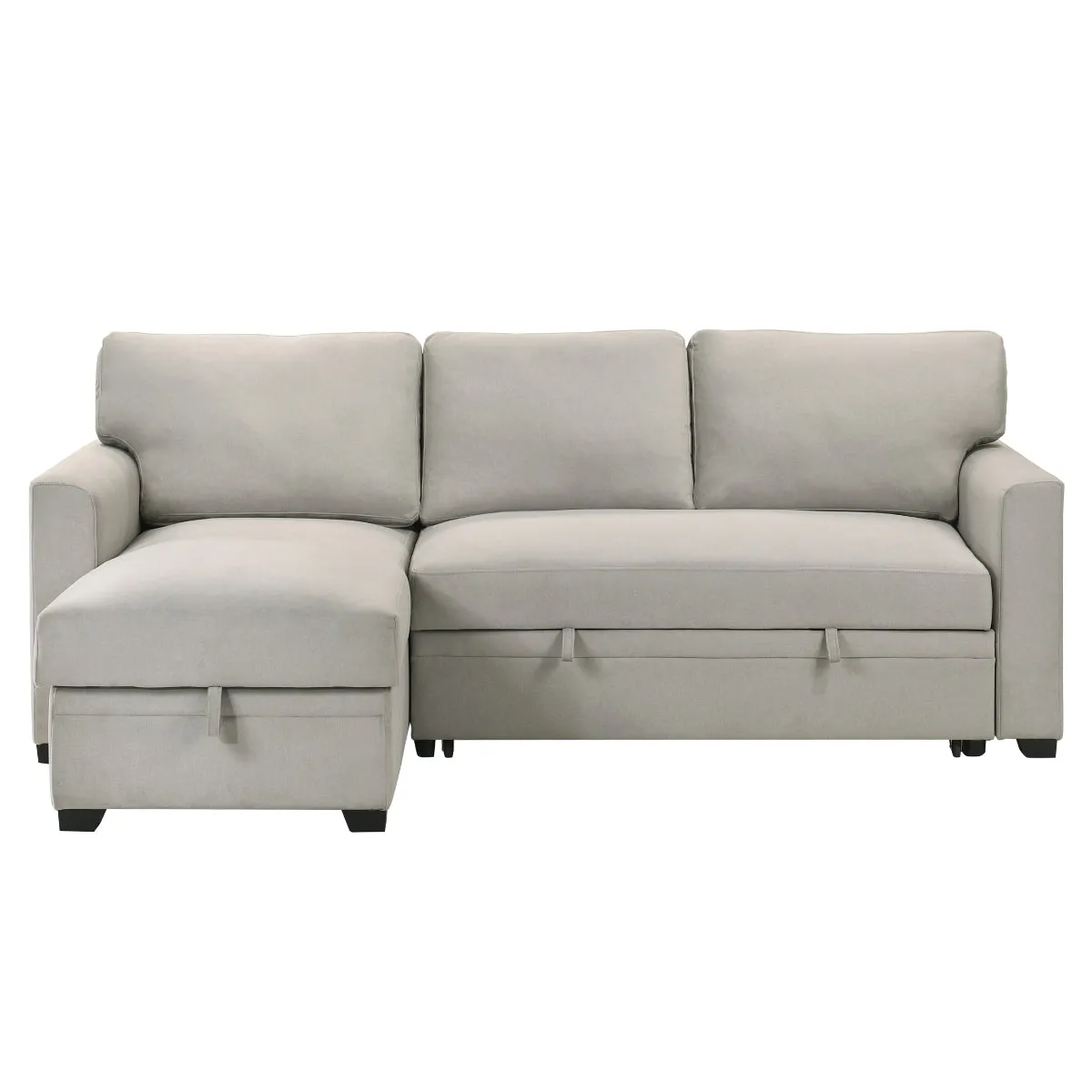 Beige 2-Piece Sectional with Pull-Out Sleeper & Reversible Storage Chaise