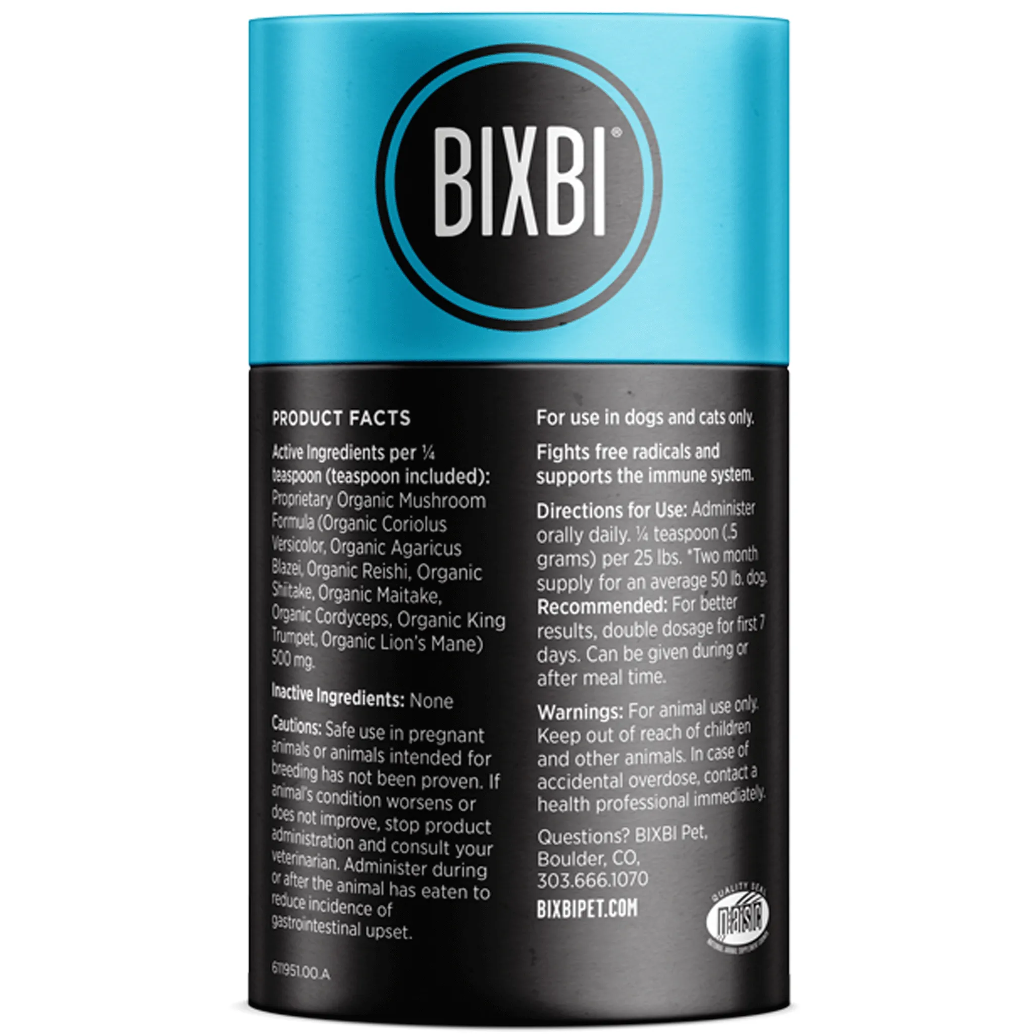 Bixbi Immunity Organic Medicinal Mushrooms Dog Supplements