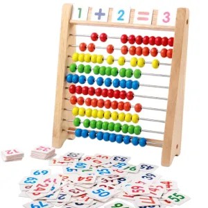 Boost Early Math Skills with Classic Wooden Abacus - 100 Beads Montessori Toy for Preschool Learning