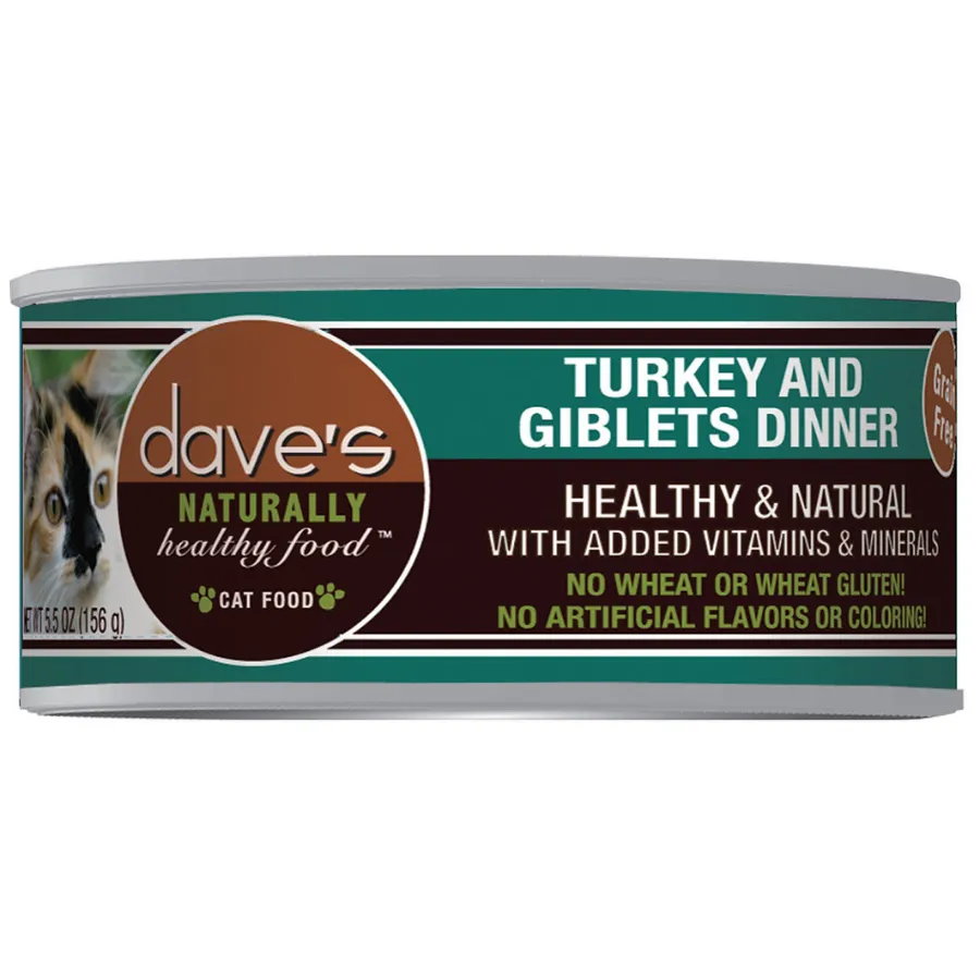 Dave's Pet Food Naturally Healthy Grain-Free Turkey & Giblets Dinner Canned Cat Food 5.5-oz