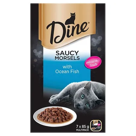 Dine Classic Saucy Morsels With Ocean Fish Multipack Wet Cat Food 85g x 7