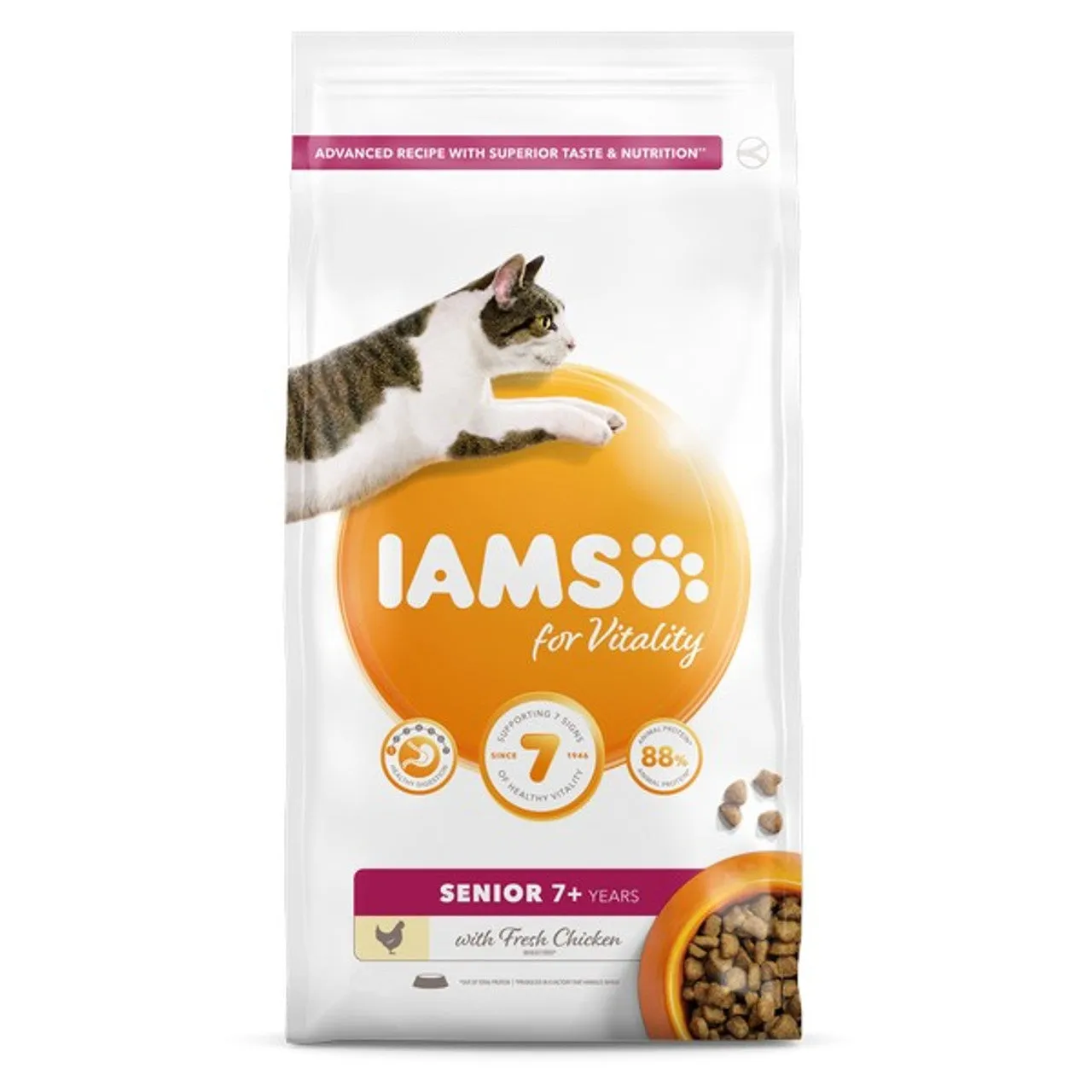 Iams Vitality Senior Cat Food Chicken 2 Sizes