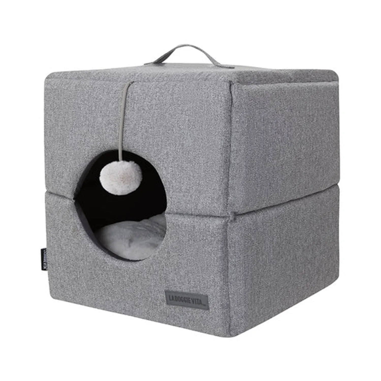 La Doggie Vita Como Grey Cat Cube with Pom Pom