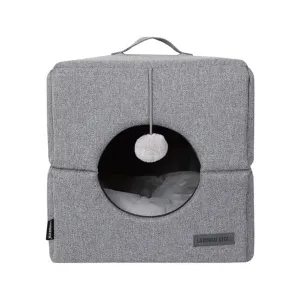 La Doggie Vita Como Grey Cat Cube with Pom Pom