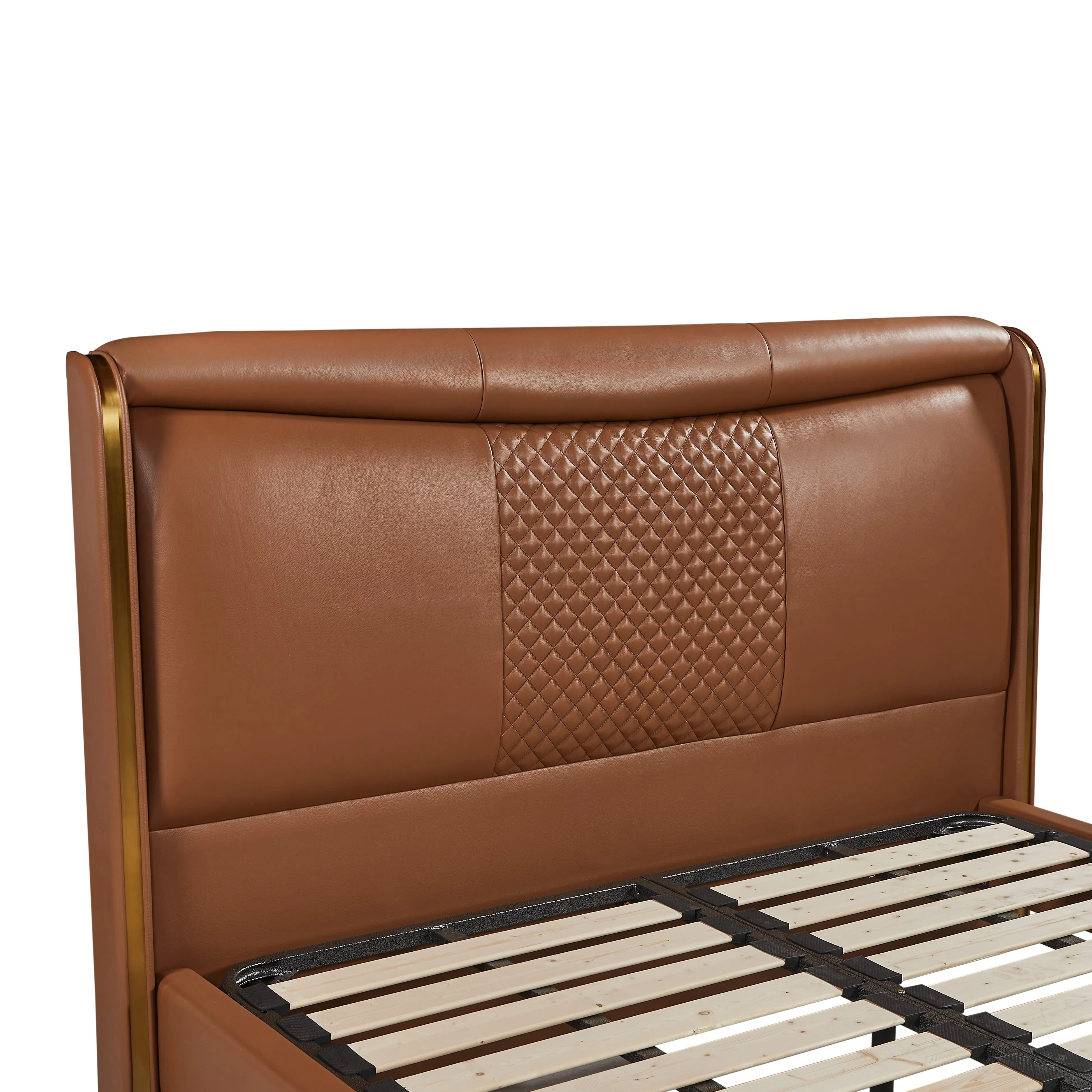 LANE Khaki Leather King Bed