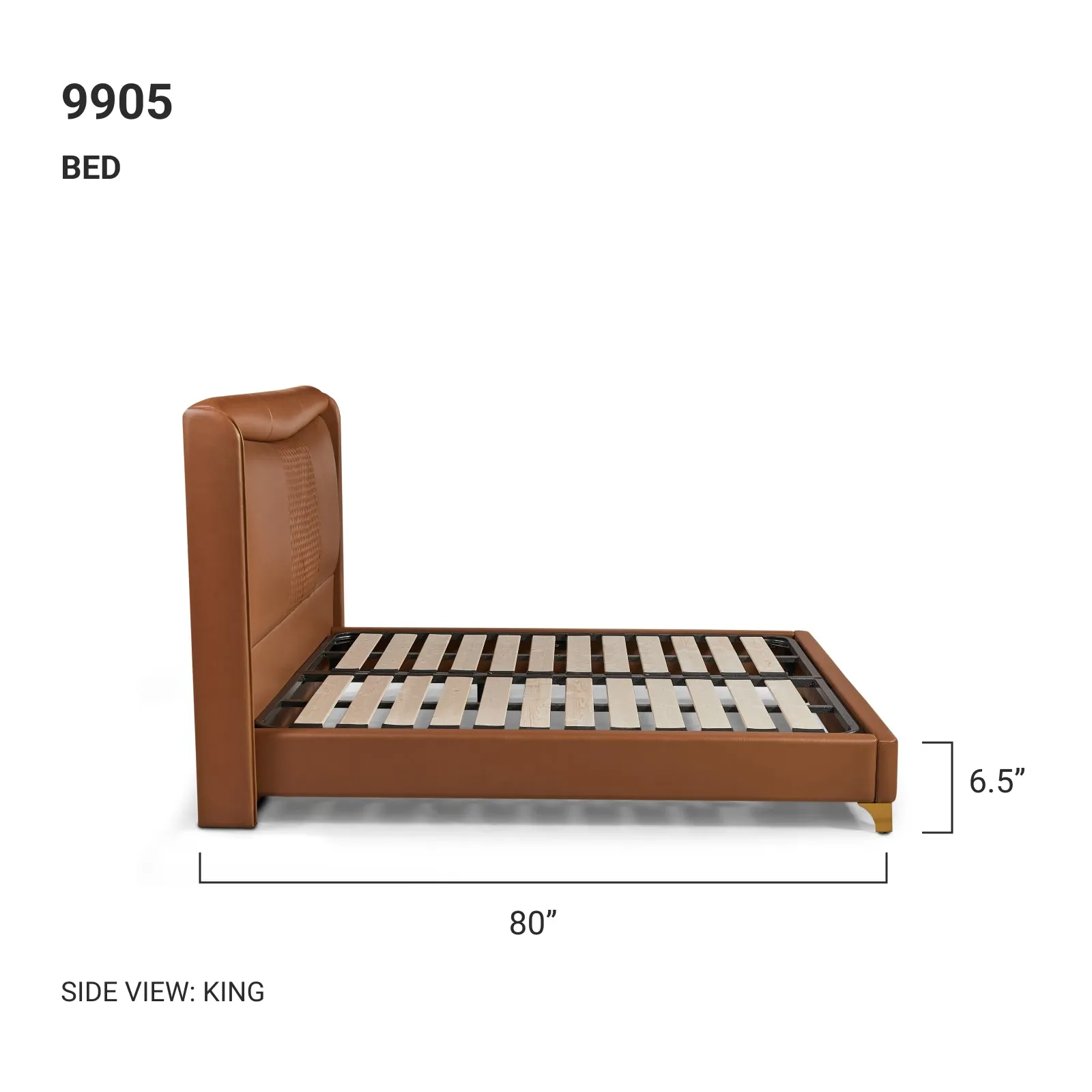 LANE Khaki Leather King Bed