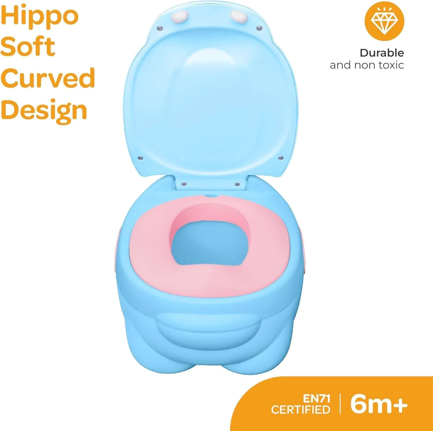 Moon Baby potty with PU Cushion Potty Training Blue Hippo