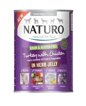 Naturo Can Adult Dog Grain & Gluten Free Turkey with Chicken in a Herb Jelly 12 x 390g