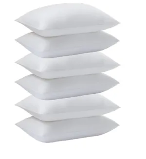 Perfect Sleeper 20x26 Inch Set of 6 Pillows, Soft Density for Stomach and Back Sleepers, Standard, Pack of 6, White, 51 x 66 cm - Plain White