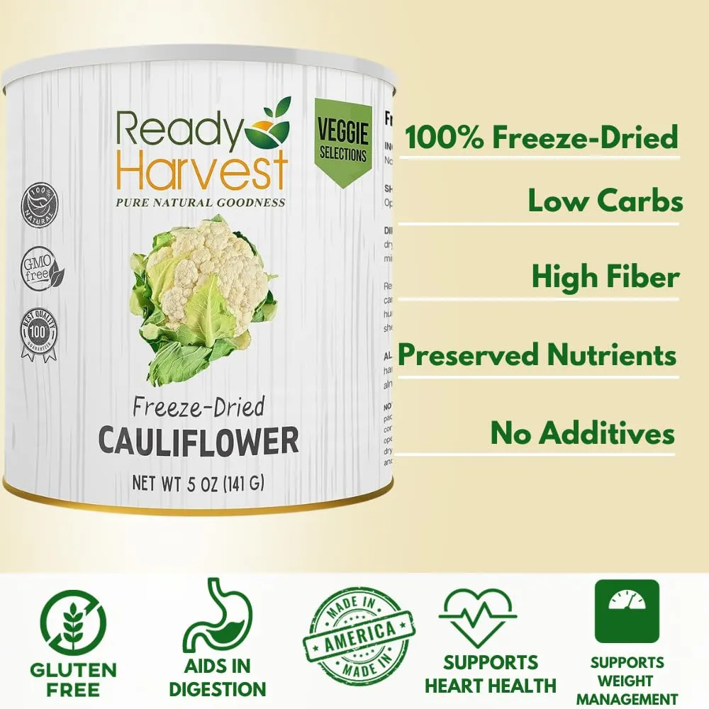 Ready Harvest Freeze-Dried Whole Food Cauliflower - 30 Year Shelf Life - #10 Can