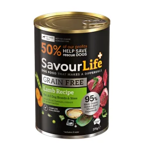 SavourLife Grain Free Adult Dog Food Lamb Recipe Wet Food 375g x 12