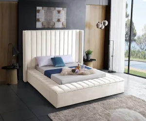 Space Saving and Luxurious Creme Velvet Bed