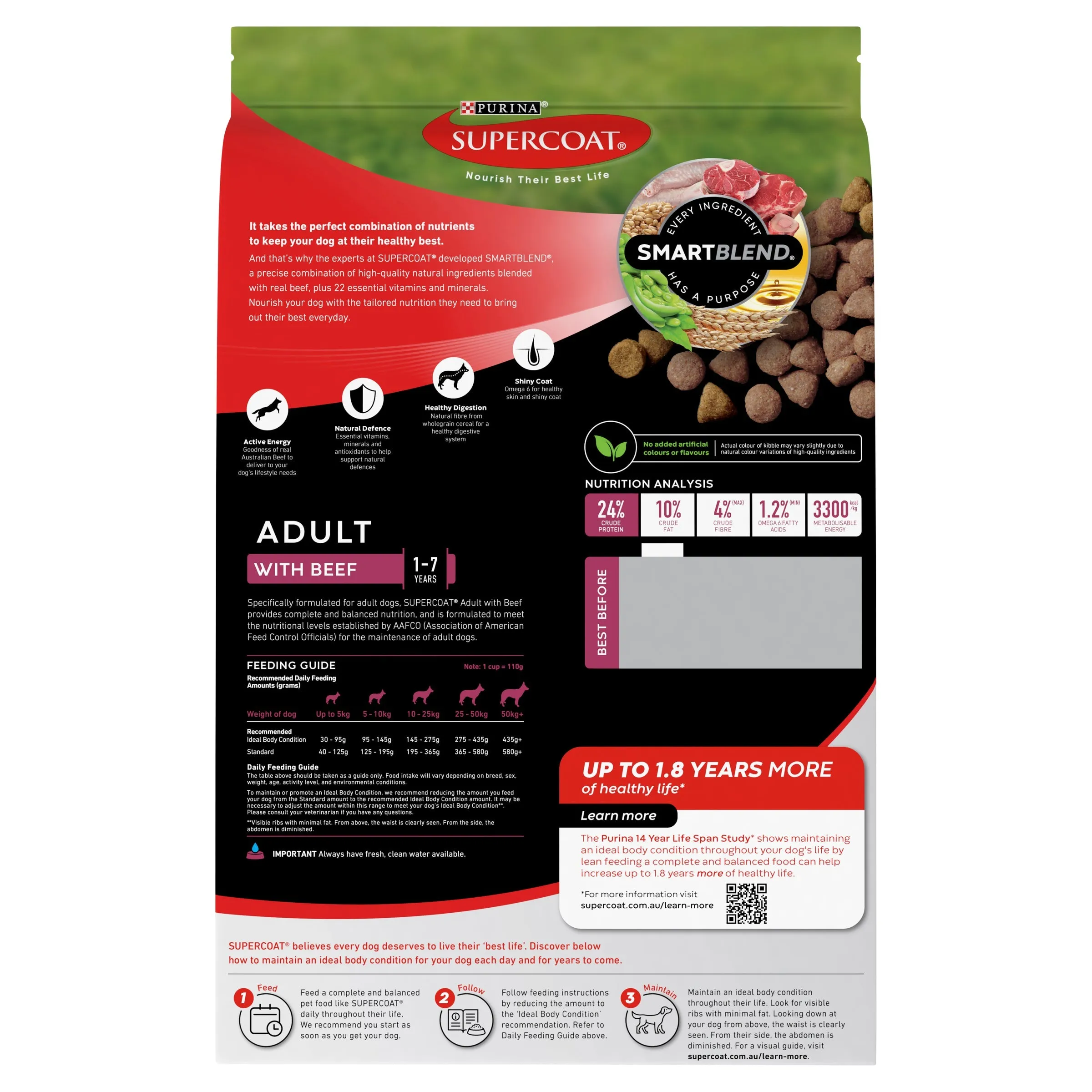 Supercoat Beef Adult Dry Dog Food 2.8kg