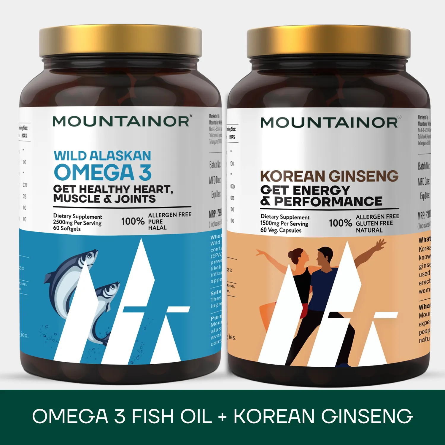 Wild Alaskan Omega-3 Fish Oil   Pure Korean Ginseng Root Extract (Combo)